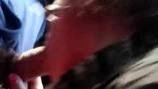 Brazilian Shemale Delivers Fast, Hard Oral in Car