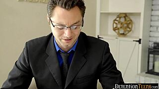 Lawyer helps out very young, very daring, teenage girl Kiara Cole in a hardcore porn scenario
