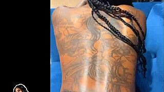 Ebony gogo dancer oils up in heels and fishnets for solo joi