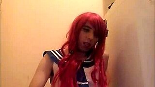 solo trap jerking off and swallowing my cum