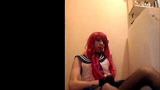 solo trap jerking off and swallowing my cum