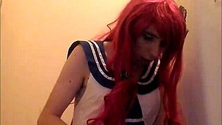 solo trap jerking off and swallowing my cum