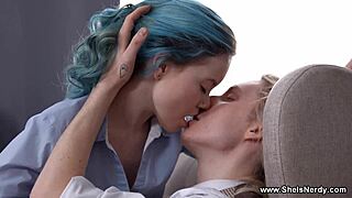 Hey, watch nerdy blue-haired teen Rebecca Nikson in gentle 18+ action!