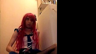 solo trap jerking off and swallowing my cum