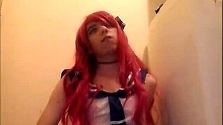 solo trap jerking off and swallowing my cum