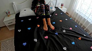 my slutty stepmom touching & fingering pussy to orgasm with legs spread