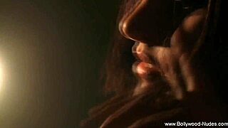 brunette dances sensually nude, teasing with natural tits in indian music