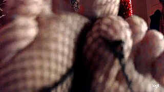 BBW fetish video in fishnets and stockings for foot and masturbation fetishists