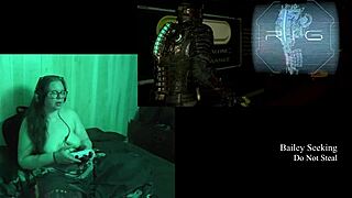 Deadspace gameplay with natural tits and long hair