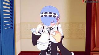 Rem from Zero gives POV boobjob to maid