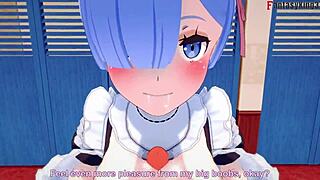 Rem from Zero gives POV boobjob to maid