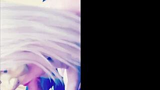 Blonde skinny teen 18+ performs deepthroat blowjobs and cumshot in homemade video by lolicream69