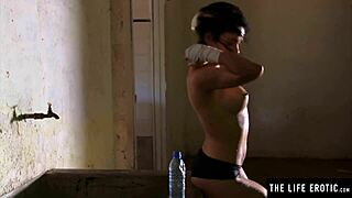 Athletic Brunette With Big Tits Gets Naked And Fingers Herself In Boxing Gym