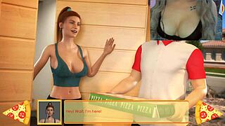 le pago con sexo al repartidor de pizza - juego 3d gameplay melinamx