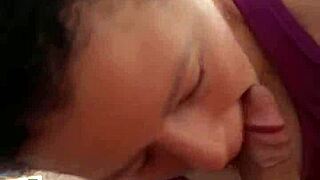 She's learning to suck that cock properly in amateur blowjob.