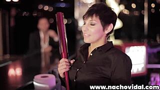 Soraya feels intense pleasure squirting cascades, Nacho slurps puddles, fucks her pussy, creams pierced tongue