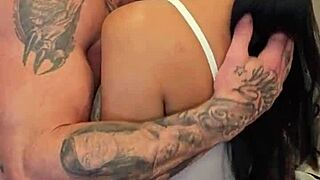 Tattooed Colombian Babe Sucks Dick and Gets Milk in Kitchen