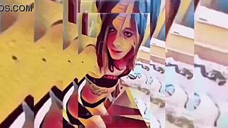 hot shemale strips in the bathroom