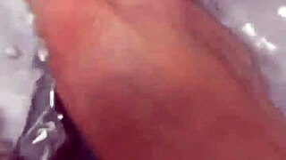 Amateur footjob enthusiast, falls face first into the shower in nylon