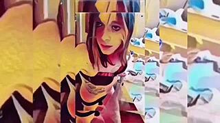 hot shemale strips in the bathroom