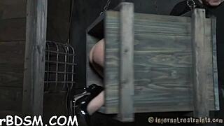 Everywhere Dominatrix humilates and punishes submissive woman in latex dress in the garage