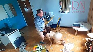 Inside the man’s office, boss covers face with cum behind the office walls