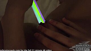 hot newbie opening up her pussy with glow sticks backstage