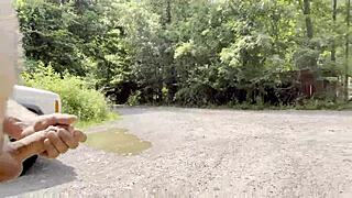 Gay Woods Solo with Big Monster Cock