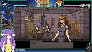 Wow! Brunette Student With Big Tits Plays Witch Trainer Game!