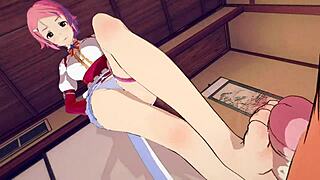 Sword Art Online Character Gives Detailed Footjob in Virtual Reality