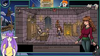 Wow! Brunette Student With Big Tits Plays Witch Trainer Game!