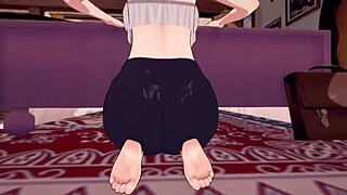 Sword Art Online Character Gives Detailed Footjob in Virtual Reality