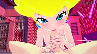 Peach gives blowjob in POV