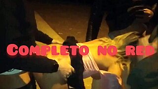 After the party, I had a gangbang in the square with big tits blonde