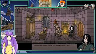 Wow! Brunette Student With Big Tits Plays Witch Trainer Game!