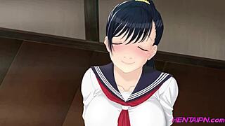 Here is the popular Japanese hentai animation with taboo encounter with stepsister, she is very busty