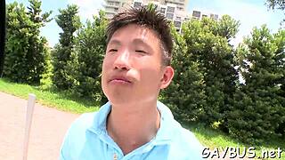 A man has his eyes screwed and forced to perform oral sex on another man in a gay video