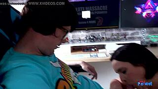 Sarah Jane, the amazing big-titted amateur, sucking cock in homemade POV reality