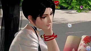 Close up of nude Momiji from Doaxvv in a relaxed pose