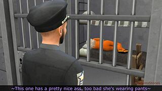 Officer masturbates alone while watching two women kiss and makeout in the detention facility