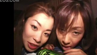 Horny babe says, 'Kiss me during threesome blowjob'