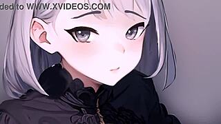 Anime girl jerks off a big monster cock in pov view