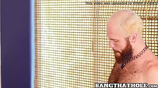 Privlačni gej fantje s tetovažami in piercingi se ukvarjajo z vročim rimjobom in analnim jebanjem v spalnici