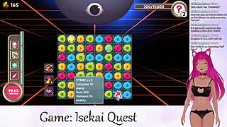 Vtuber LewdNeko's big tits bounce during isekai quest. Creampie in hentai game part 2.