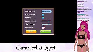 Vtuber LewdNeko's big tits bounce during isekai quest. Creampie in hentai game part 2.