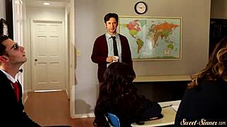 Gorgeous teen rides cock after classes in roleplay fantasy