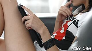 riding on knob with tight pussy and small tits.