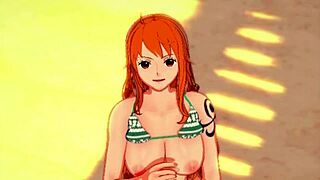 Nami's beach handjob will blow your mind, wanna try?