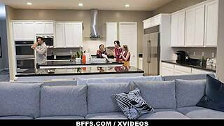 Soccer cuties suck older coach's cock