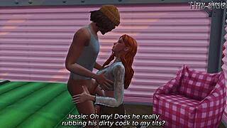 Look at this innocent redhead fucking BBC on the street in Sims 4.